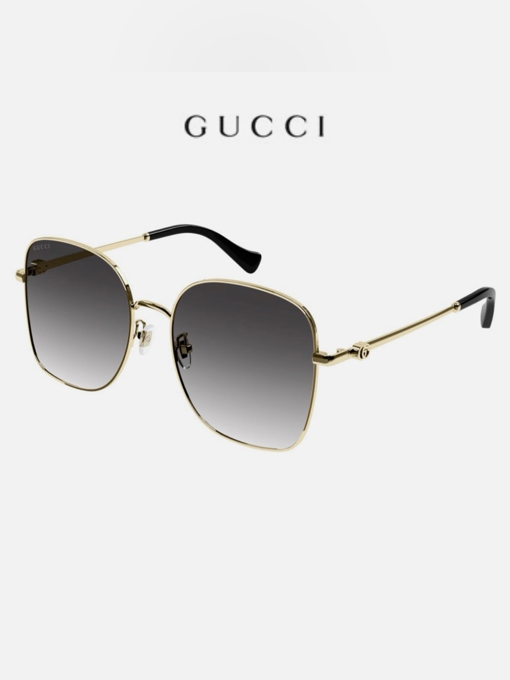 Gucci Gold Frame Sunglasses with Gradient Gray Lenses